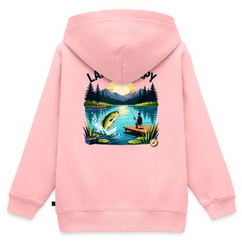 Lake Therapy Sonnenuntergangsangeln - Kinder Premium Organic Zip Hoodie - Rosa - Hinten - AI Model Kid Female (0cm)