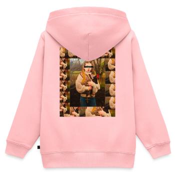 Huhn Liebe im Wald - Kinder Premium Organic Zip Hoodie - Rosa - Hinten - AI Model Kid Female (0cm)