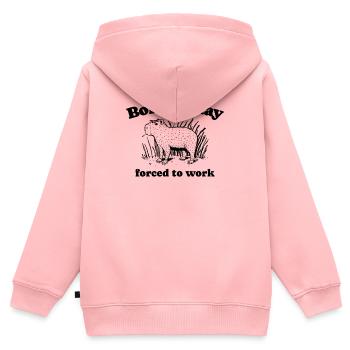 Capybara "Born to Slay Forced to Work" - schwarz - Kinder Premium Organic Zip Hoodie - Rosa - Hinten - AI Model Kid Female (0cm)