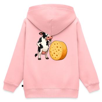Cow Meets Cheese Cartoon - Kids Premium Organic Zip-up Hoodie - rose - Back - AI Model Kid Female (0cm)