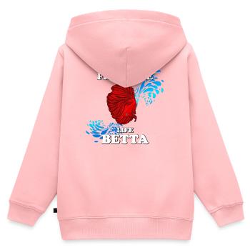 Fish Make Life Beta avec un betta rouge - Sweat Premium à capuche zippé enfant bio - rose - Dos - AI Model Kid Female (0cm)