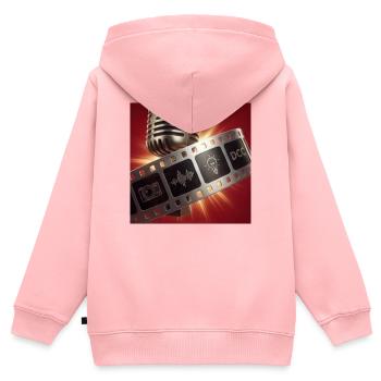 Podcast Studio Micro et Film - Sweat Premium à capuche zippé enfant bio - rose - Dos - AI Model Kid Female (0cm)