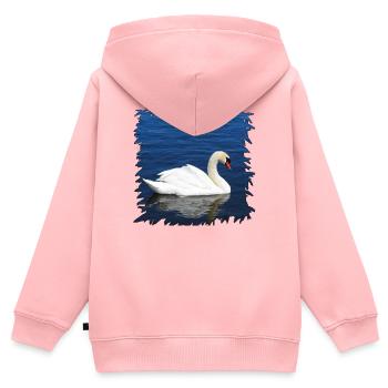 Weißer Schwan auf blauem Wasser - Kinder Premium Organic Zip Hoodie - Rosa - Hinten - AI Model Kid Female (0cm)