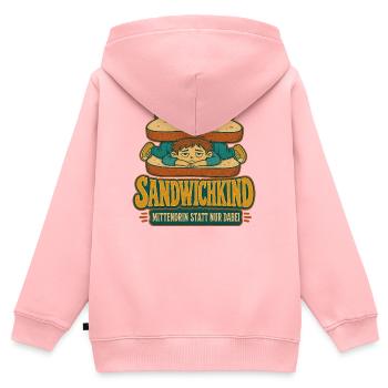 Sandwichkind Mittendrin - Kinder Premium Organic Zip Hoodie - Rosa - Hinten - AI Model Kid Female (0cm)