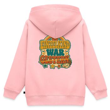 L’unique enfant était l’annonce de frère et sœur hier - Sweat Premium à capuche zippé enfant bio - rose - Dos - AI Model Kid Female (0cm)