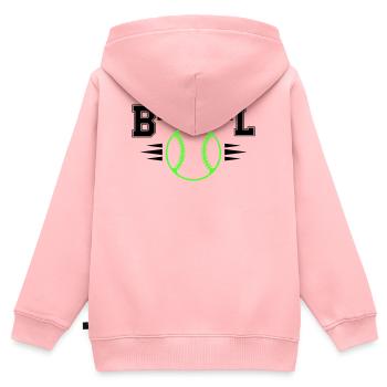 Neon Baseballball mit Leuchtstichen - Kinder Premium Organic Zip Hoodie - Rosa - Hinten - AI Model Kid Female (0cm)
