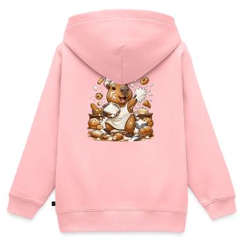 Küchen Capybara Backzauber - Kinder Premium Organic Zip Hoodie - Rosa - Hinten - AI Model Kid Female (0cm)