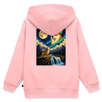 Shiba Inu Heulender Mond Doge Kawaii - Kinder Premium Organic Zip Hoodie - Rosa - Hinten - AI Model Kid Female (0cm)