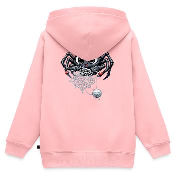 Strickende Spinne - Kinder Premium Organic Zip Hoodie - Rosa - Hinten - AI Model Kid Female (0cm)