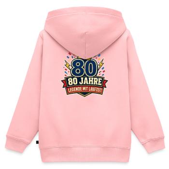 80 Jahre – Legende mit Laufzeit - Kinder Premium Organic Zip Hoodie - Rosa - Hinten - AI Model Kid Female (0cm)