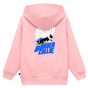 Border Collie, Glattpelz-Border Collie Pride - Kinder Premium Organic Zip Hoodie - Rosa - Hinten - AI Model Kid Female (0cm)