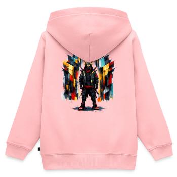 Geometrischer Ninja - Kinder Premium Organic Zip Hoodie - Rosa - Hinten - AI Model Kid Female (0cm)
