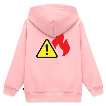 Brandwarnung Flammenschutzsymbol mit festem Symbol - Kinder Premium Organic Zip Hoodie - Rosa - Hinten - AI Model Kid Female (0cm)