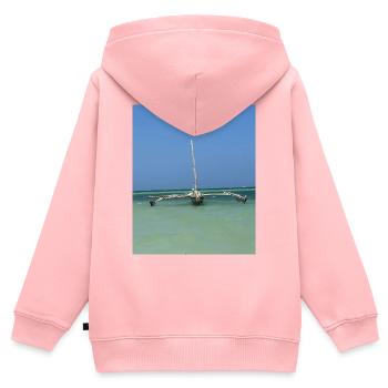 Schiffswracks über dem blauen Meer - Kinder Premium Organic Zip Hoodie - Rosa - Hinten - AI Model Kid Female (0cm)
