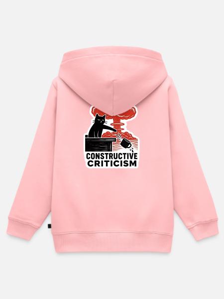 Linoleumschnitt-Katzen-Nuklearexplosion-Kaffeetasse - Kinder Premium Organic Zip Hoodie - Rosa