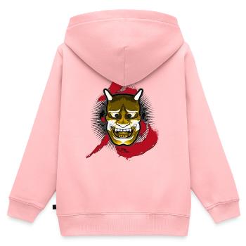 Japanische Oni - Kinder Premium Organic Zip Hoodie - Rosa - Hinten - AI Model Kid Female (0cm)