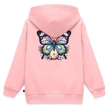Pastell-Blumenschmetterling - Kinder Premium Organic Zip Hoodie - Rosa - Hinten - AI Model Kid Female (0cm)