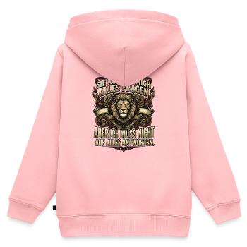 Sie können mich alles fragen - Kinder Premium Organic Zip Hoodie - Rosa - Hinten - AI Model Kid Female (0cm)