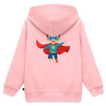 Comic Junge als Superheld – Heldenhaftes Design - Kinder Premium Organic Zip Hoodie - Rosa - Hinten - AI Model Kid Female (0cm)