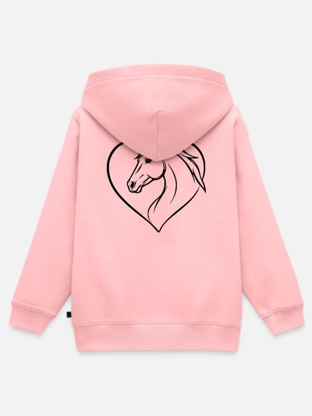 Pferd Herz reiten Geschenk Reiter  - Kinder Premium Organic Zip Hoodie - Rosa