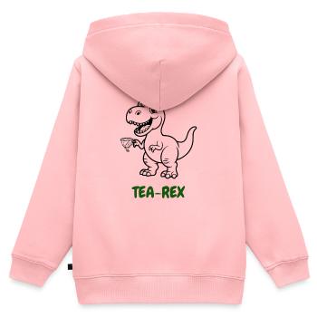 Tea-Rex Tee-Genießer - Kinder Premium Organic Zip Hoodie - Rosa - Hinten - AI Model Kid Female (0cm)