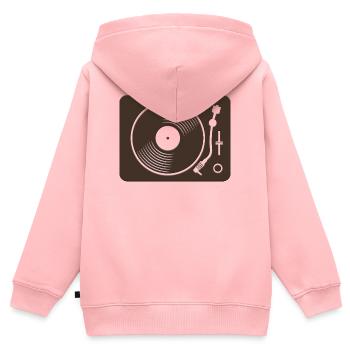 Retro Plattenspieler Vinyl Design - Kinder Premium Organic Zip Hoodie - Rosa - Hinten - AI Model Kid Female (0cm)