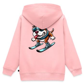 Hund Bulldogge Snowboard Wintersport Anfänger - Kinder Premium Organic Zip Hoodie - Rosa - Hinten - AI Model Kid Female (0cm)