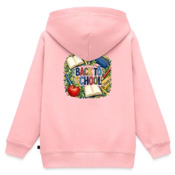 Zurück in die Schule: Bücher und Zubehör - Kinder Premium Organic Zip Hoodie - Rosa - Hinten - AI Model Kid Female (0cm)