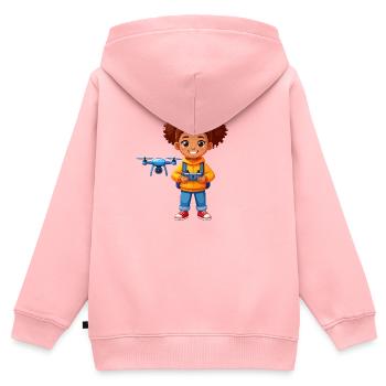 Kleine Pilotin steuert fliegende Drohne – Technik - Kinder Premium Organic Zip Hoodie - Rosa - Hinten - AI Model Kid Female (0cm)