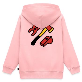 Feuerwehr Werkzeug Grafik - Kinder Premium Organic Zip Hoodie - Rosa - Hinten - AI Model Kid Female (0cm)