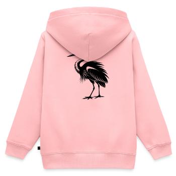 Reiher - Kinder Premium Organic Zip Hoodie - Rosa - Hinten - AI Model Kid Female (0cm)
