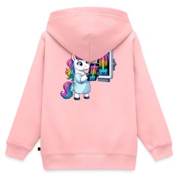 Regenbogen-Arztunicorn Diagnostik - Kinder Premium Organic Zip Hoodie - Rosa - Hinten - AI Model Kid Female (0cm)