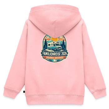 Familienreise 2026 Camper Vintage - Kinder Premium Organic Zip Hoodie - Rosa - Hinten - AI Model Kid Female (0cm)