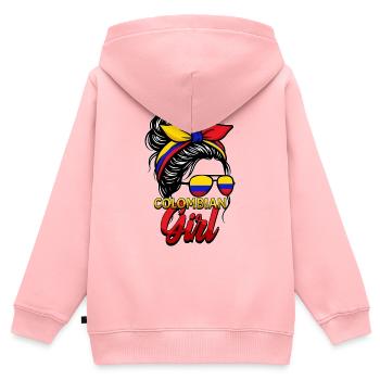 Mädchen Kolumbianische Flagge Kolumbien - Kinder Premium Organic Zip Hoodie - Rosa - Hinten - AI Model Kid Female (0cm)