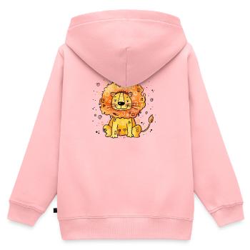 Doodle-Löwe im Orangen Fell - Kinder Premium Organic Zip Hoodie - Rosa - Hinten - AI Model Kid Female (0cm)