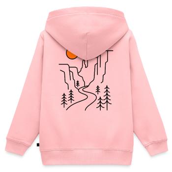 Canyon Berge Line Art Wander Geschenk - Kinder Premium Organic Zip Hoodie - Rosa - Hinten - AI Model Kid Female (0cm)