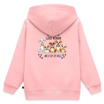 Hinter jeder guten Frau stehen viele Hunde - Kinder Premium Organic Zip Hoodie - Rosa - Hinten - AI Model Kid Female (0cm)