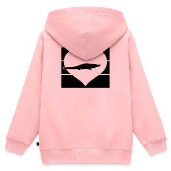 Alligator Herz - Kinder Premium Organic Zip Hoodie - Rosa - Hinten - AI Model Kid Female (0cm)