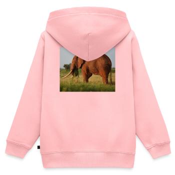 Elefant auf Savanne - Kinder Premium Organic Zip Hoodie - Rosa - Hinten - AI Model Kid Female (0cm)