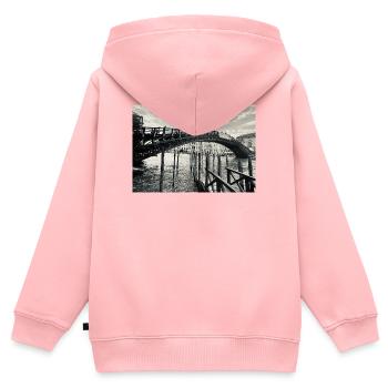 Schwarz-weiße venezianische Brücke über das Wasser - Kinder Premium Organic Zip Hoodie - Rosa - Hinten - AI Model Kid Female (0cm)