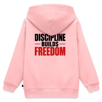 Discipline builds Freedom - Kinder Premium Organic Zip Hoodie - Rosa - Hinten - AI Model Kid Female (0cm)