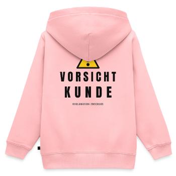 Vorsicht Kunde Warnhinweis - Kinder Premium Organic Zip Hoodie - Rosa - Hinten - AI Model Kid Female (0cm)