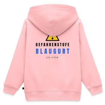 Gefahrstufe BlauGurt JiuJitsu - Kinder Premium Organic Zip Hoodie - Rosa - Hinten - AI Model Kid Female (0cm)