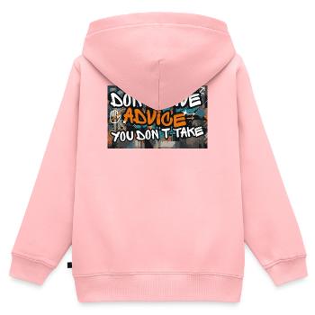Don’t Give Advice You Don’t Take Statement - Kinder Premium Organic Zip Hoodie - Rosa - Hinten - AI Model Kid Female (0cm)