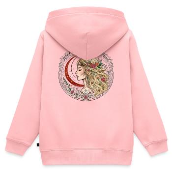 Wild Und Frei Wie Der Mond Boho Damen Yoga Shirt - Kinder Premium Organic Zip Hoodie - Rosa - Hinten - AI Model Kid Female (0cm)