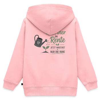 Gärtner in Rente – Gießkanne & Spruch – Geschenk - Kinder Premium Organic Zip Hoodie - Rosa - Hinten - AI Model Kid Female (0cm)