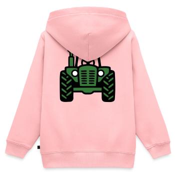 Traktor Frontansicht Logo - Kinder Premium Organic Zip Hoodie - Rosa - Hinten - AI Model Kid Female (0cm)