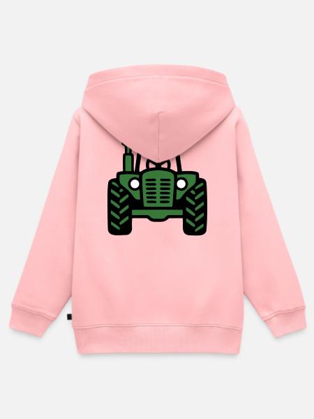 Traktor Frontansicht Logo - Kinder Premium Organic Zip Hoodie - Rosa