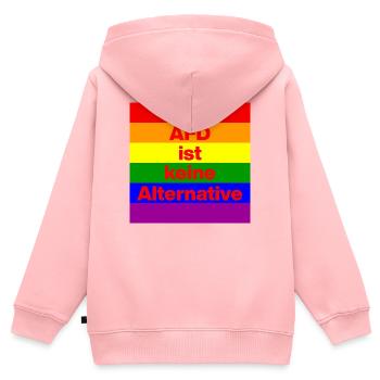AFD IST KEINE ALTERNATIVE, NO NZS, NO AFD, ROT - Kinder Premium Organic Zip Hoodie - Rosa - Hinten - AI Model Kid Female (0cm)