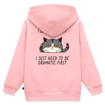 Drama Cat – I’ll Get Over It - Kinder Premium Organic Zip Hoodie - Rosa - Hinten - AI Model Kid Female (0cm)